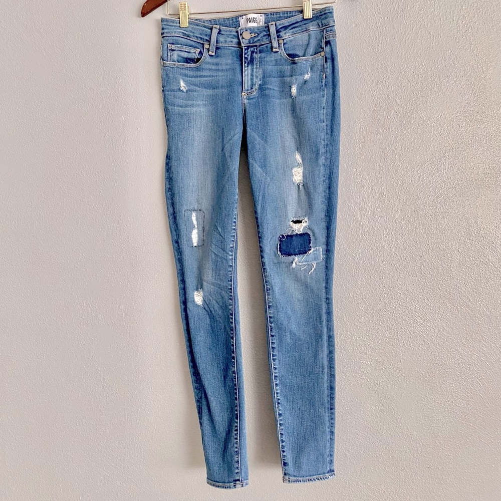 Paige Women’s Jeans Size 27 Verdugo Ultra Skinny Mixed Blues Distressed
